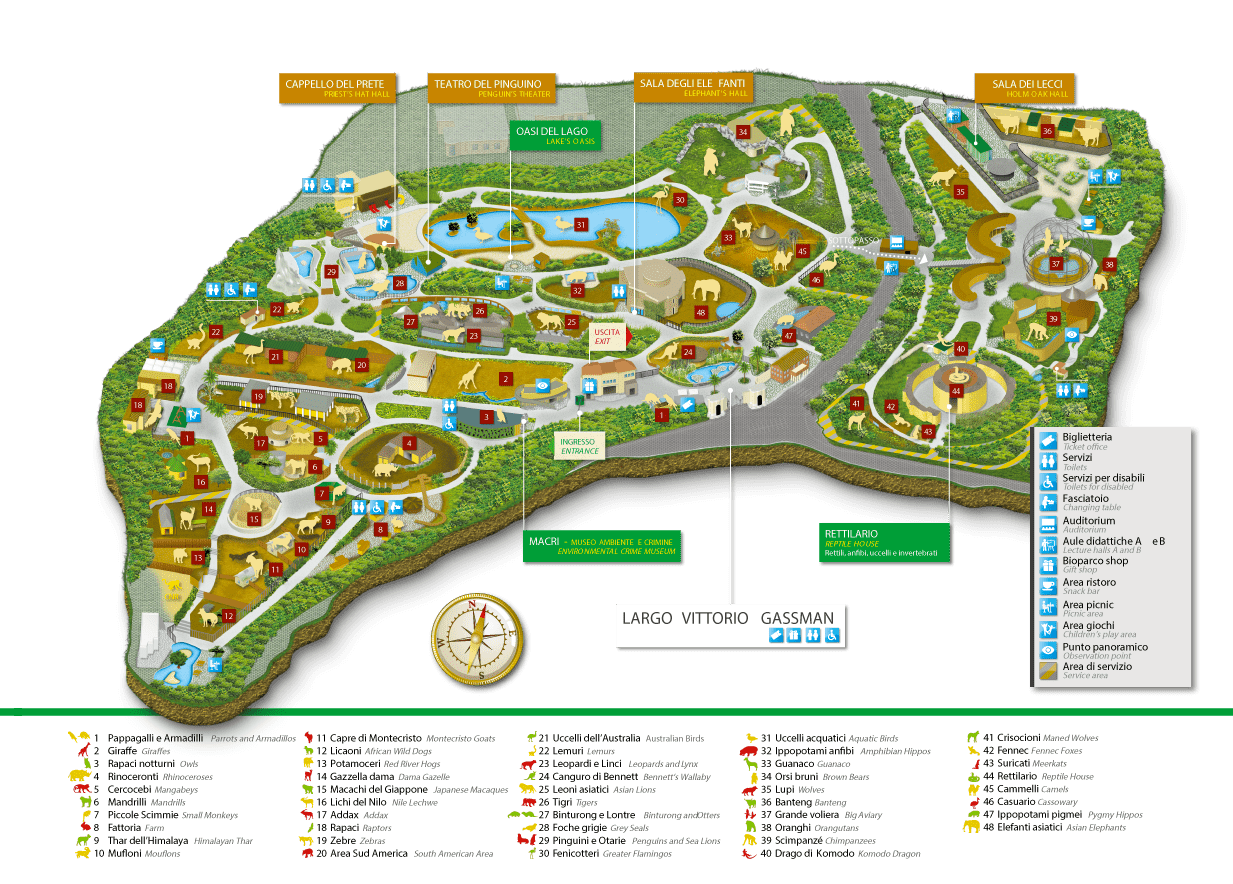 Le plan du zoo de Rome – Bioparco