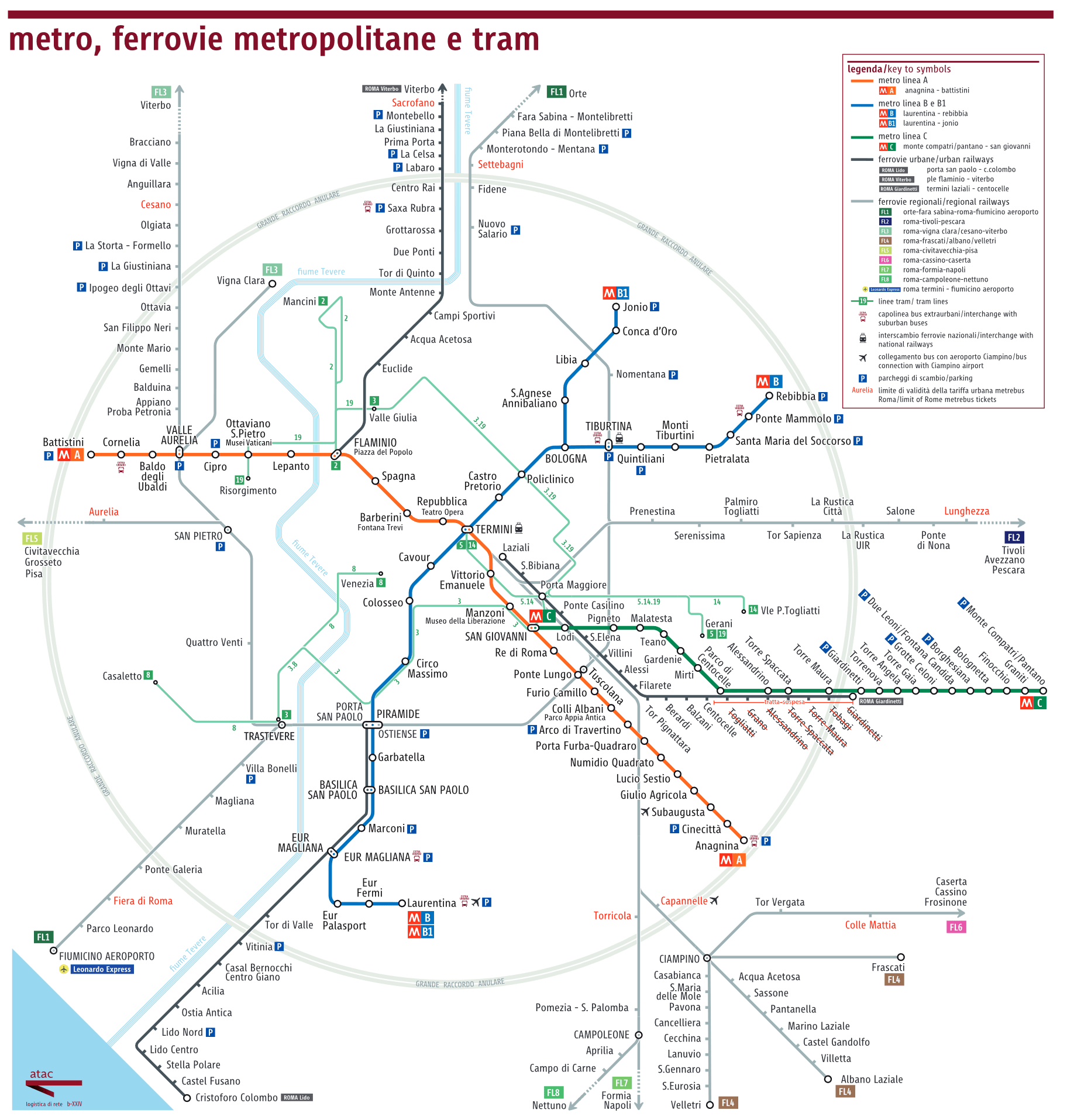 le plan du métro de Rome
